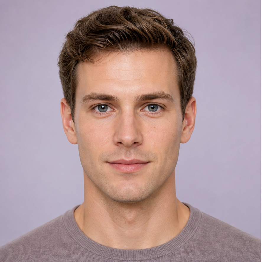 Front-facing man in even lighting