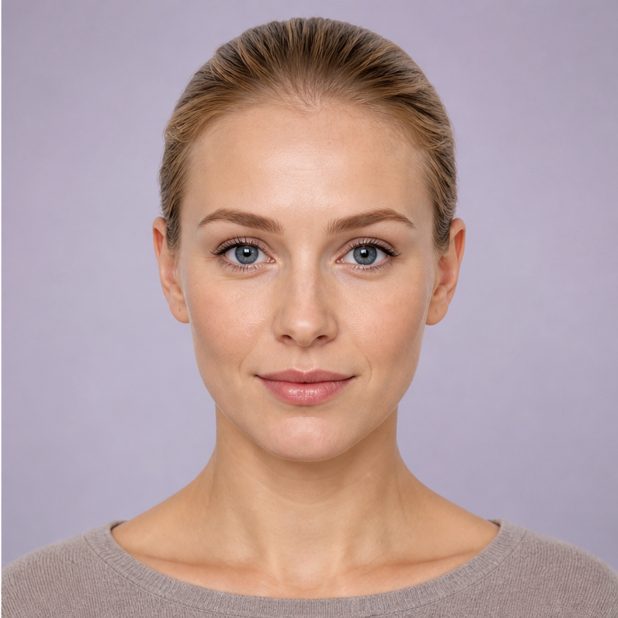 Front-facing woman in even lighting